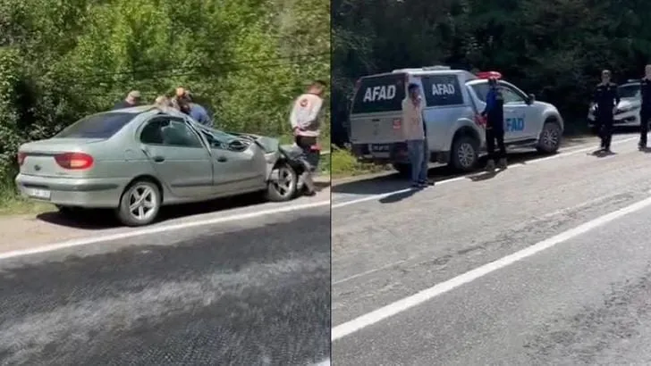 KARABÜK’TE DAĞDAN KOPAN KAYA OTOMOBİLİN ÜZERİNE DÜŞTÜ: 5 YARALI