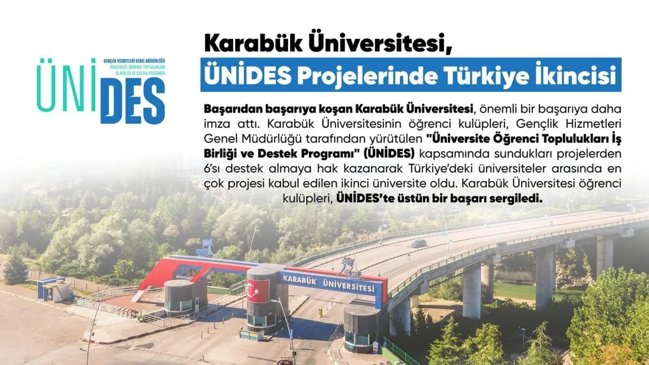 KARABÜK ÜNİVERSİTESİ ÜNİDES PROJELERİNDE TÜRKİYE İKİNCİSİ OLDU