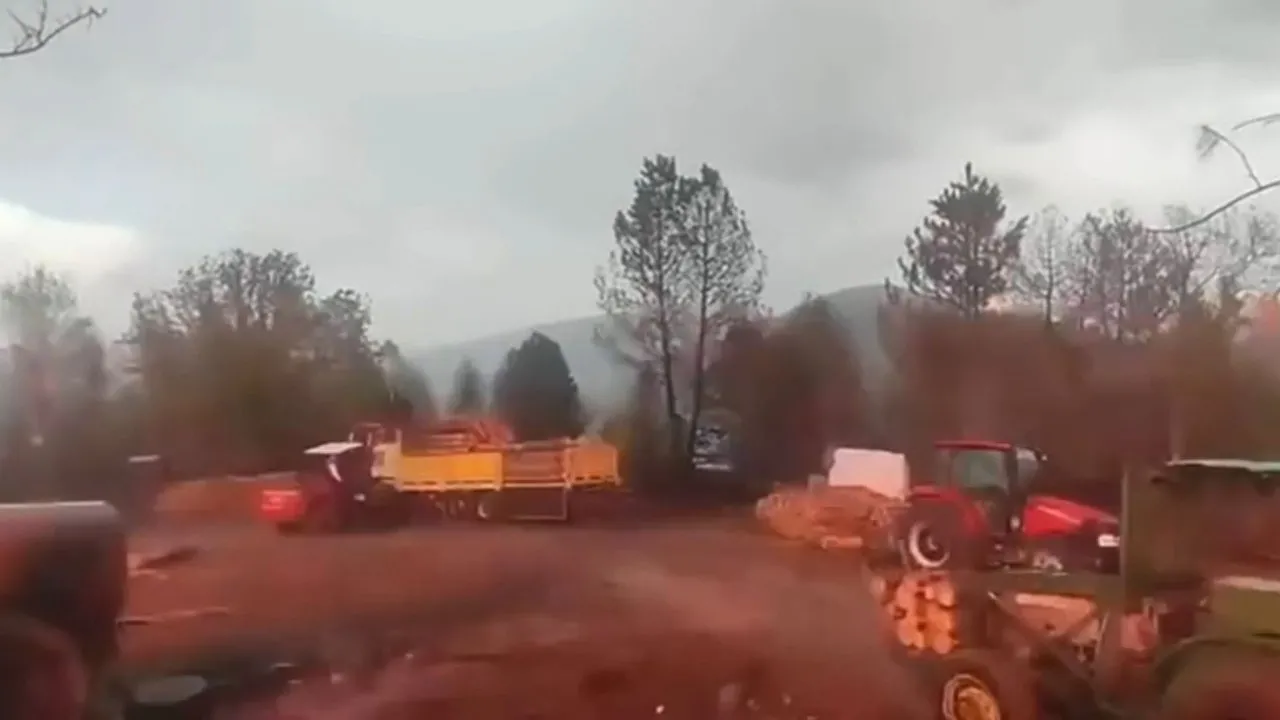 OVACIK’TA ORMAN İŞÇİLERİNİN ÇALIŞTIĞI ALANA YILDIRIM DÜŞTÜ