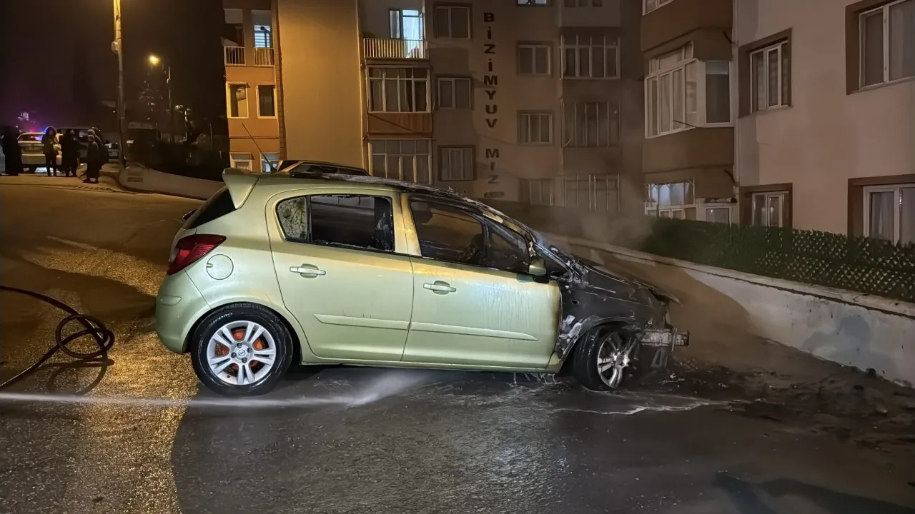 PARK HALİNDEKİ OTOMOBİL ALEVLERE TESLİM OLDU