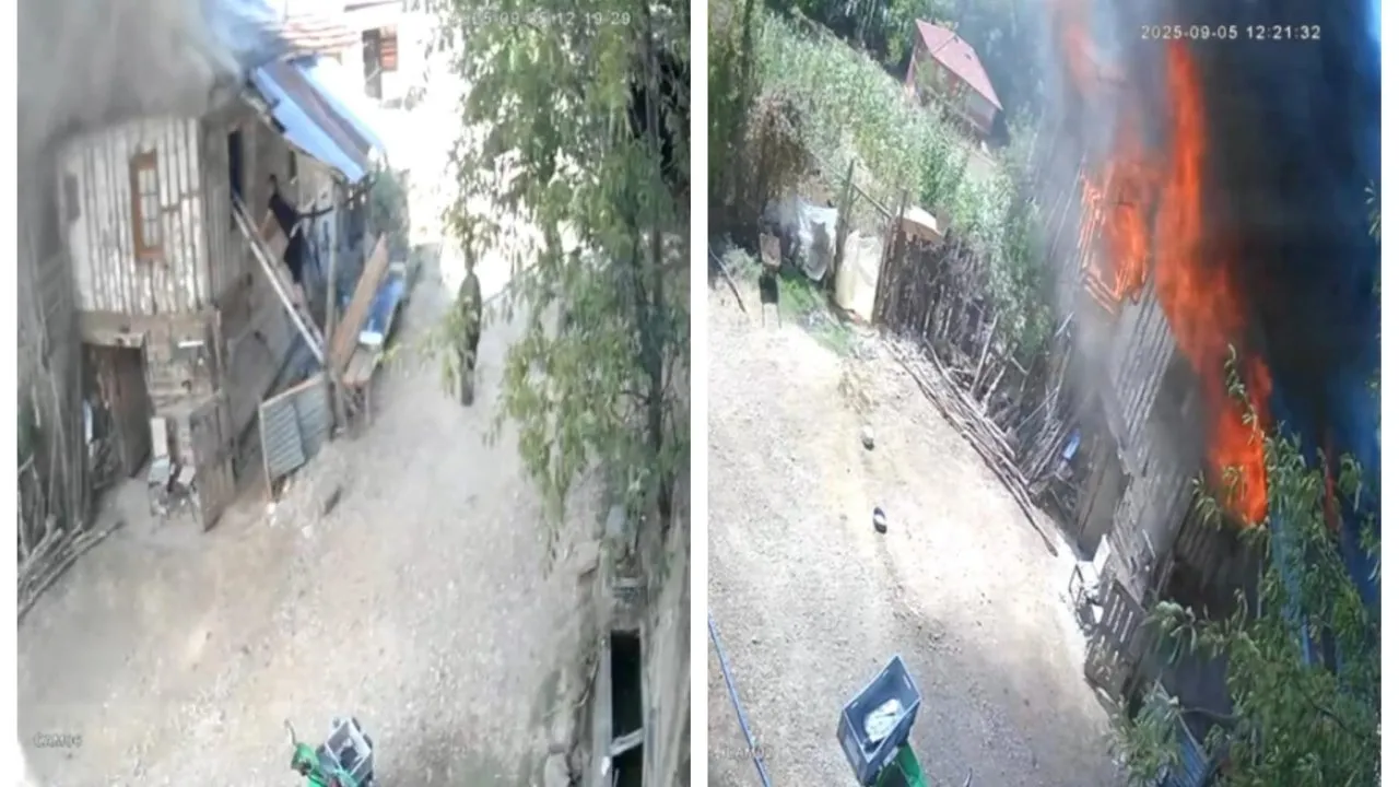 SAFRANBOLU TAYYİP KÖYÜNDE ÇIKAN YANGINDA PENCEREDEN EVE GİREREK ANNE VE ENGELLİ OĞLUNU KURTARDI